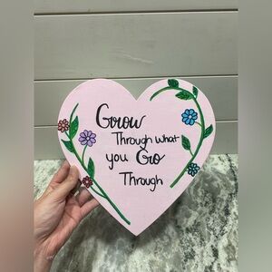 Heart-Shaped Pink Motivational Canvas